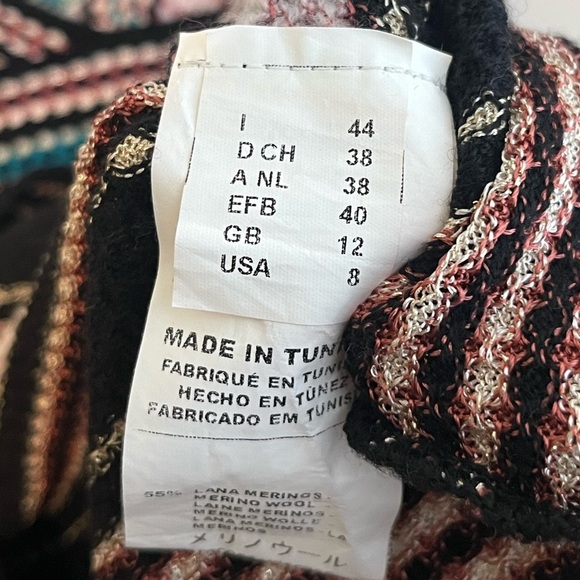Missoni Striped Wool Blend Sz 8 Knit Metallic V-Neck Babydoll Y2K Dress - Picture 10 of 13